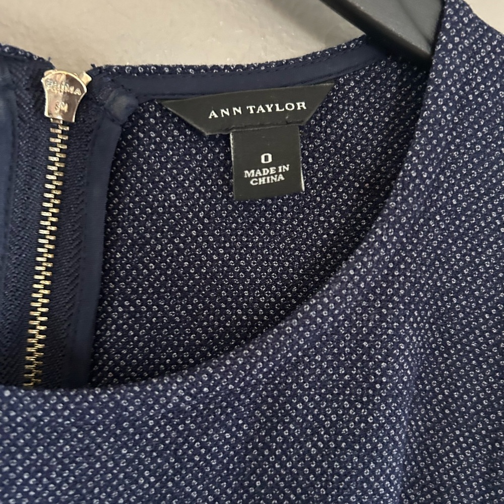 Ann Taylor Dress - navy textured sleeveless w/asymmetrical hem - Picture 4 of 10